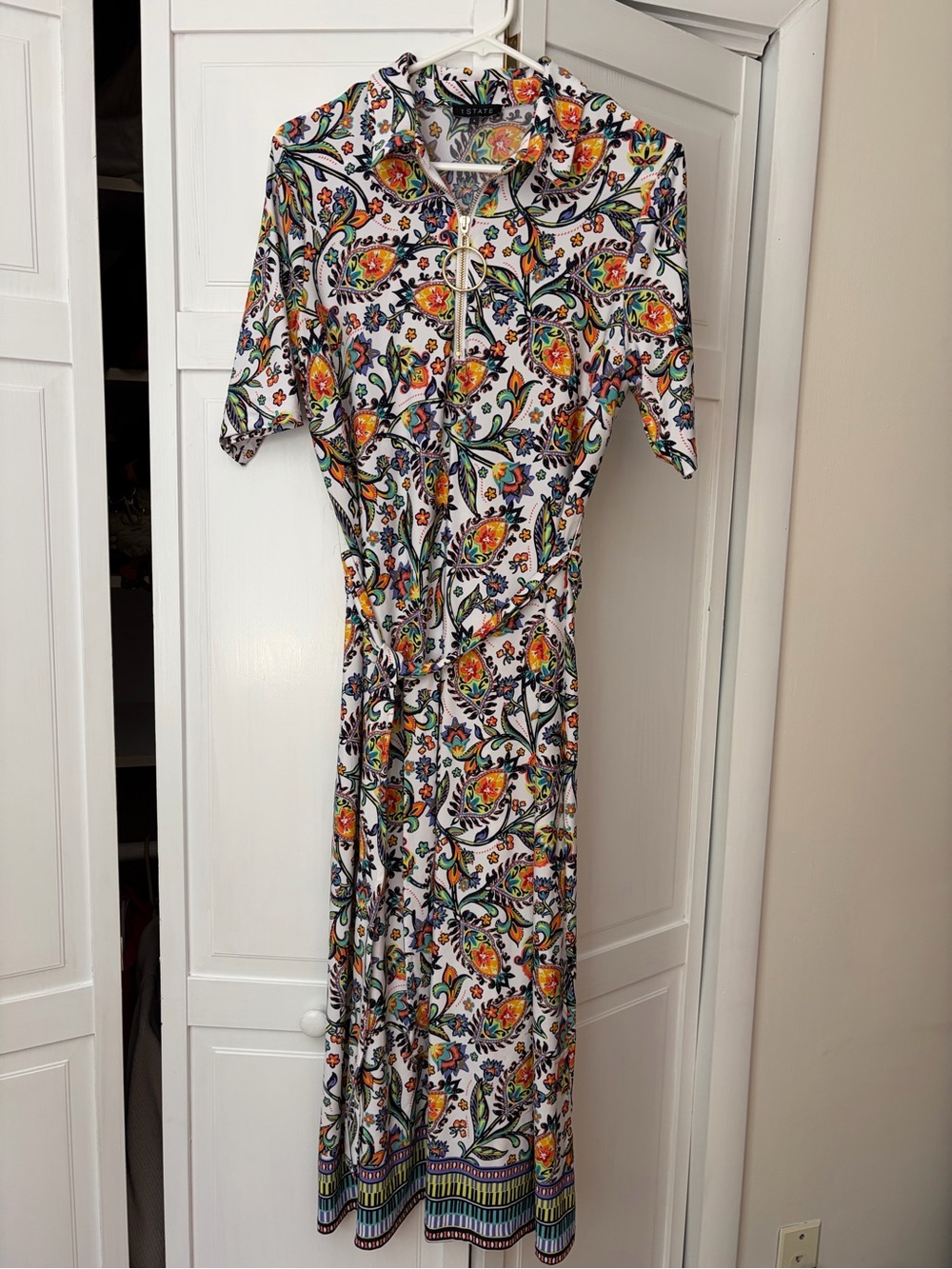1. State White Maxi Dress with Multicolor Floral Paisley Print